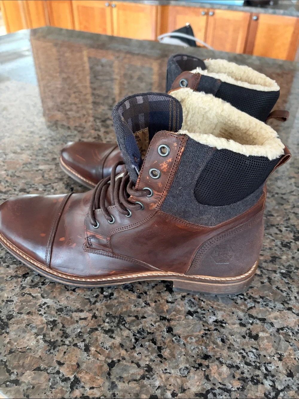Bull boxer Leather Cap Toe Lace up Men's Brown Boots Size 13 Like New